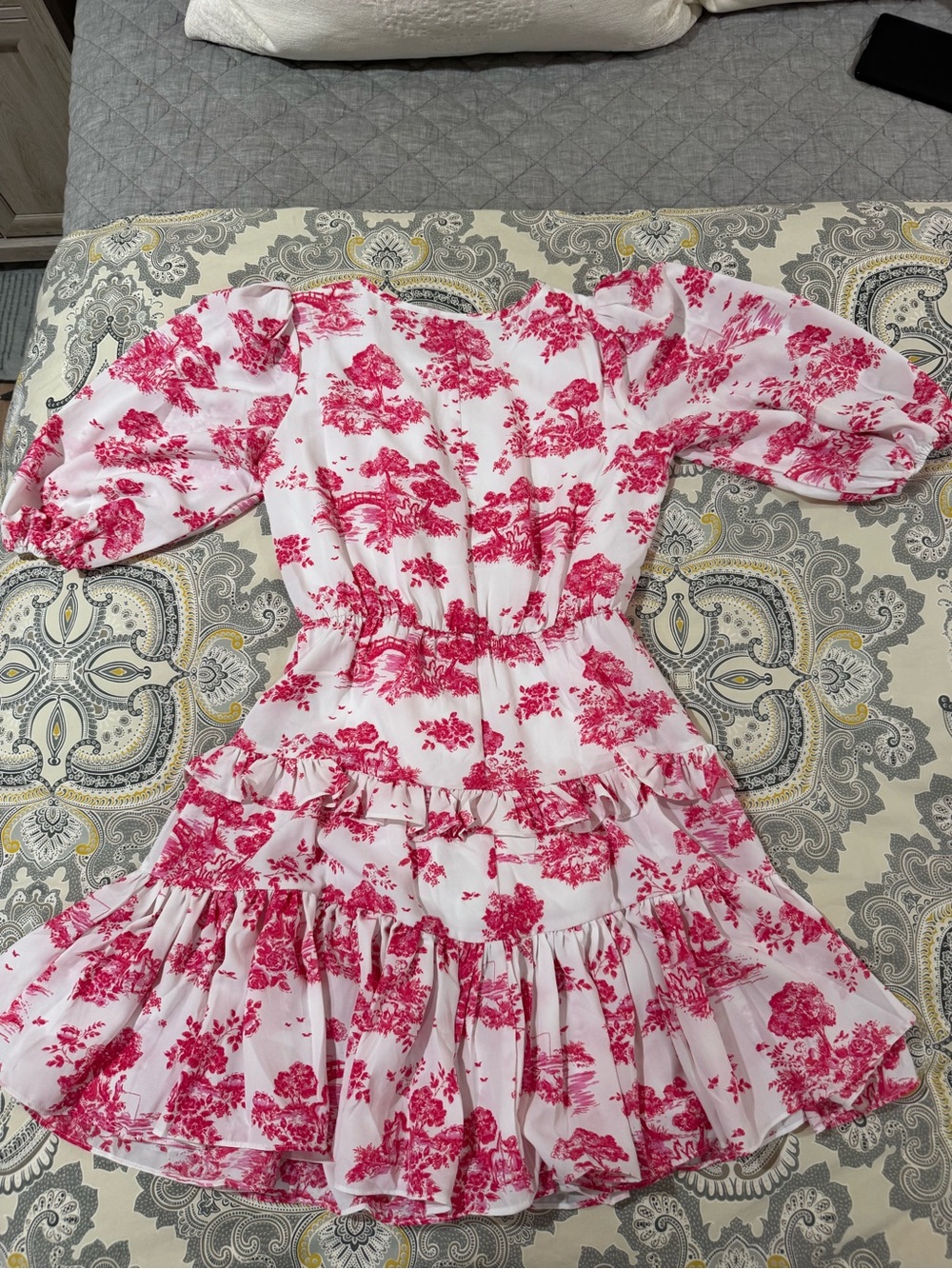 Sugarlips Size Small Women Pink Floral Tiered Dress - Picture 3 of 4
